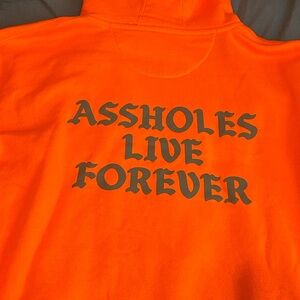 Assholes Live Forever hoodie fluorescent neon orange reflective